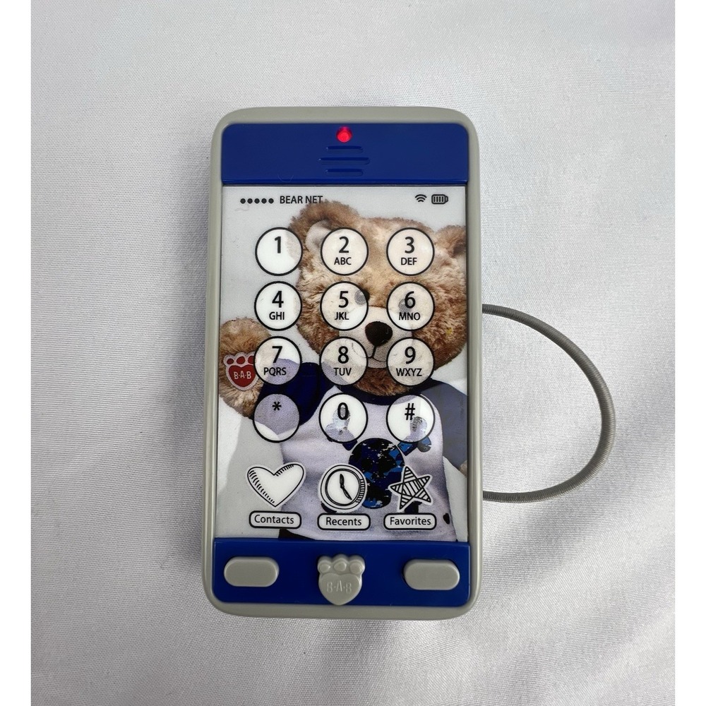 Build a Bear Workshop Blue Toy Cell Phone Accessory Lights Sounds Works BABW‎